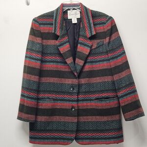 Lawrence Bruce Striped BlazerJacket 14T Southwestern Wool Blend Multi Color 80s